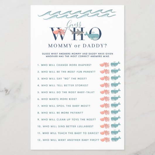 Mama of papa speelde onder het Zee Baby shower Flyer (Voorkant)