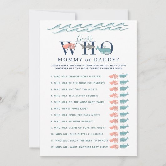 Mama of papa speelde onder het Zee Baby shower Kaart (Voorkant)