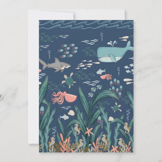 Mama of papa speelde onder het Zee Baby shower Kaart (Achterkant)