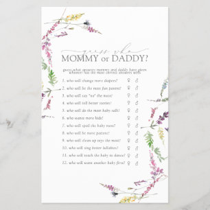 Mama of Papa Spel Pastel Wilde Bloemen Feest Flyer