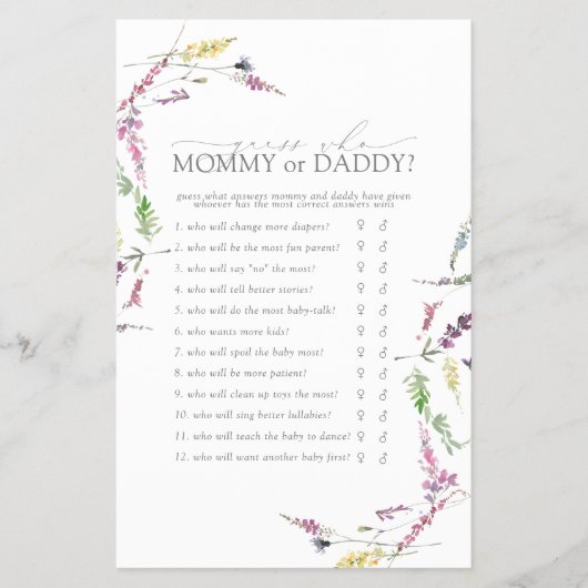 Mama of Papa Spel Pastel Wilde Bloemen Feest Flyer (Voorkant)