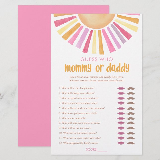 Mama of papa spel raden wie zonneschijn meisje boh (Voorkant / Achterkant)