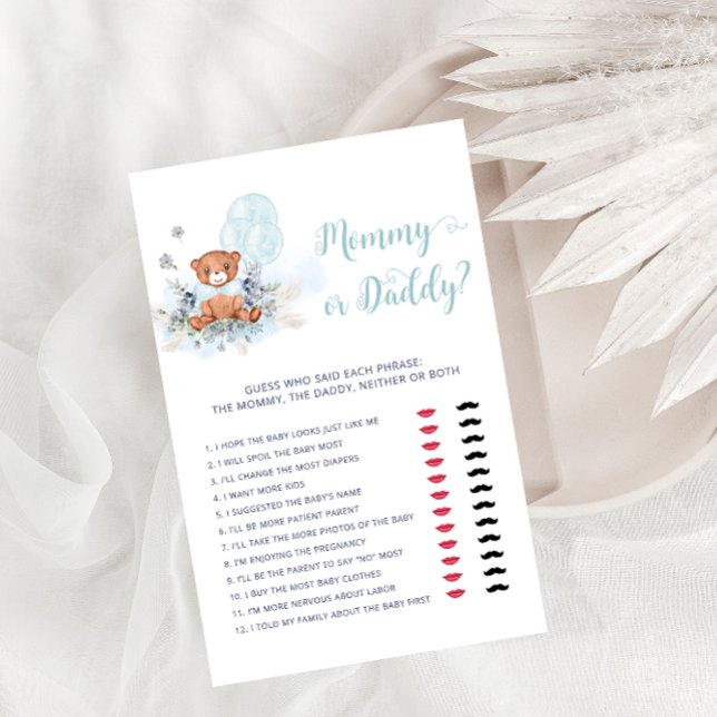 Mama of papa Teddy Bear Boy Baby shower Spel (Creator heeft geüpload)
