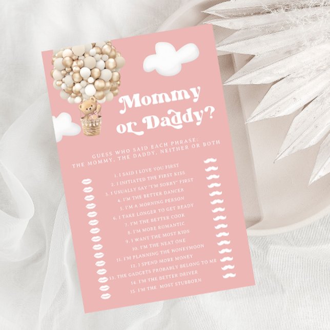 Mama of Papa Teddy Bear Roze Baby shower Spel (Creator heeft geüpload)