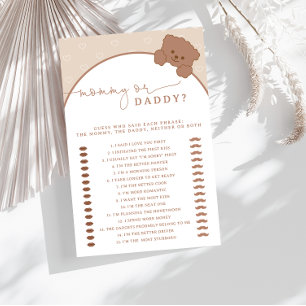 Mama of Papa Teddy Bear Roze Baby shower Spel