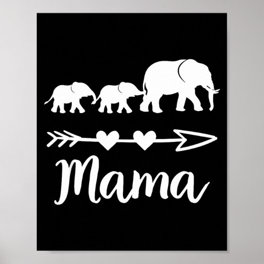 Mama olifant 2 baby's kinderen moeder van twee sch poster (Voorkant)
