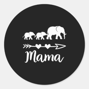 Mama olifant 2 baby's kinderen moeder van twee sch ronde sticker