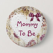 Mama om armoedig chic maroon baby shower Button (Voorkant)