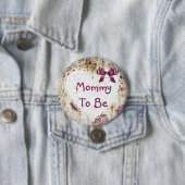Mama om armoedig chic maroon baby shower Button (In situ)