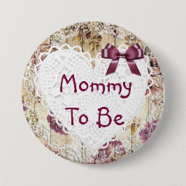Mama om armoedig chic maroon baby shower Button