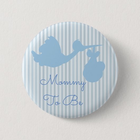 Mama om Baby shower Button Blauwe Ooievaar te zijn (Voorkant)