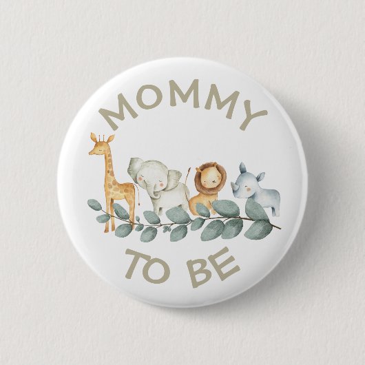 Mama om Baby shower Button Wild One Zoo thema (Voorkant)