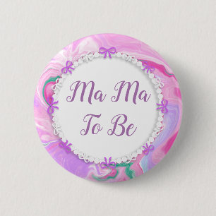 Mama om Baby shower roze en Paars te worden Ronde Button 5,7 Cm