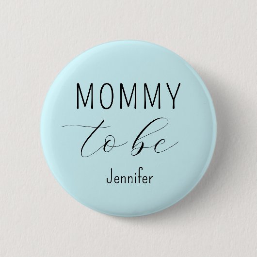 Mama om Blauw Baby shower Button te zijn (Voorkant)