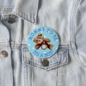 Mama om blauw Beer harten Baby shower Button (In situ)