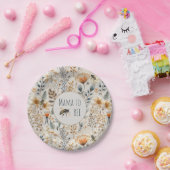 Mama om  blauw bloemig baby shower papieren bordje (Feest)