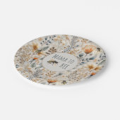 Mama om  blauw bloemig baby shower papieren bordje (Gekanteld)