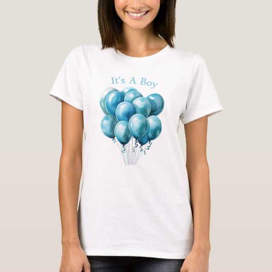 Mama om blauwe ballonnen te zijn Het is een jongen T-shirt (Voorkant)