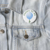 Mama om Blue Balloon Baby shower Button te zijn (In situ)