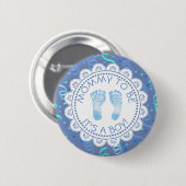 Mama om Blue confetti Baby shower Button te zijn (Voorkant /achterkant)