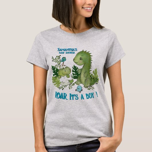Mama om brullend te zijn, het is een jongen! Dino- T-shirt (Voorkant)