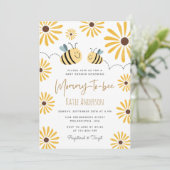 Mama om Geel Bijen en Zonnebloem Baby shower Kaart (Staand voorkant)