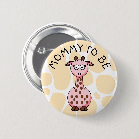 Mama om Giraffe Baby shower knop Ronde Button 5,7 Cm (Voorkant /achterkant)