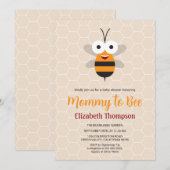 Mama om Honey Bumble Bee Baby shower Honingraat Kaart (Voorkant / Achterkant)