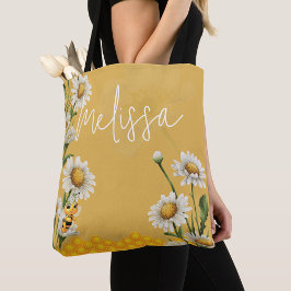 Mama om honingbij thema gepersonaliseerd tote bag