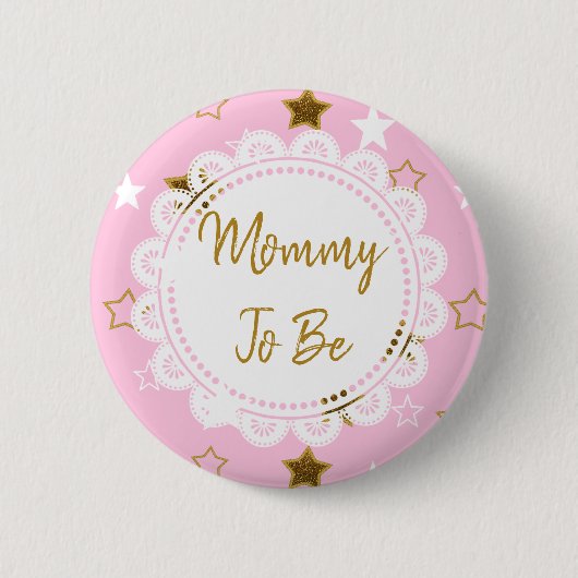 Mama om Pink en Gold Stars Button te zijn (Voorkant)
