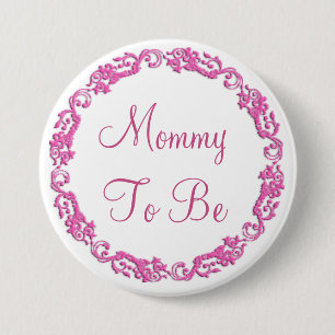 Mama om Roze Baby shower Button te zijn
