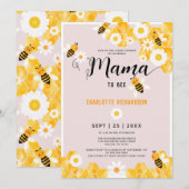 Mama om schattig Daisy Bumble Bee Baby shower Kaart (Voorkant / Achterkant)