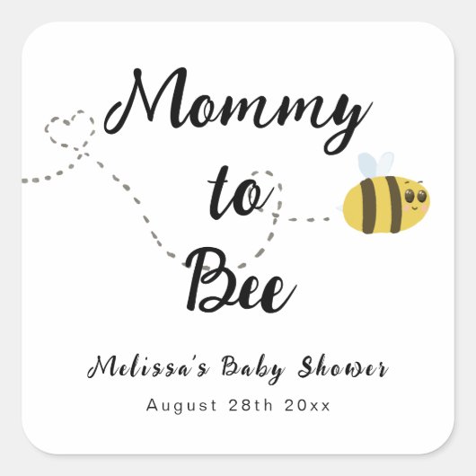 Mama om Schattig Genderneutraal Baby shower Favor Vierkante Sticker (Voorkant)