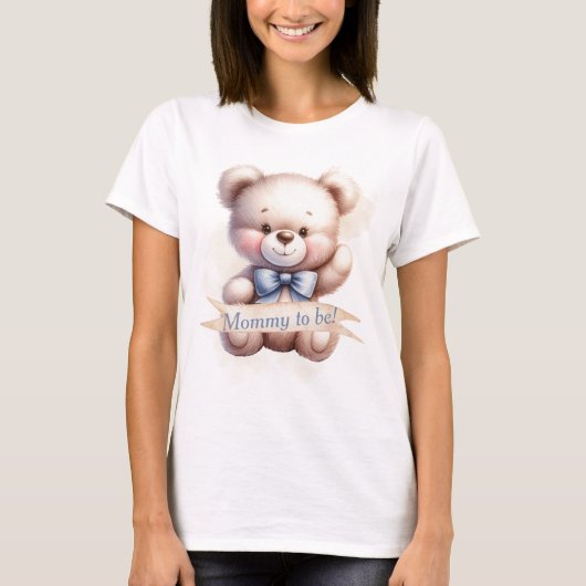 Mama om Schattige te zijn Teddy Bear Waterverf Bab T-shirt (Voorkant)