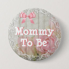 Mama om "shabby chic" roze baby showers Button