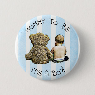 Mama om te zijn, Het is een jongen, Baby shower Bu Ronde Button 5,7 Cm