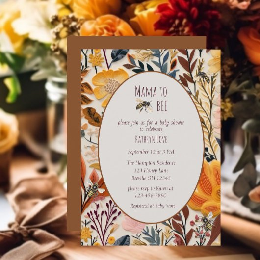 Mama om  wilde bloem baby shower kaart