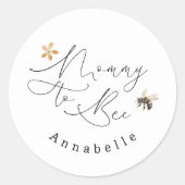 Mama om wilde bloem baby shower salie groen ronde sticker (Voorkant)