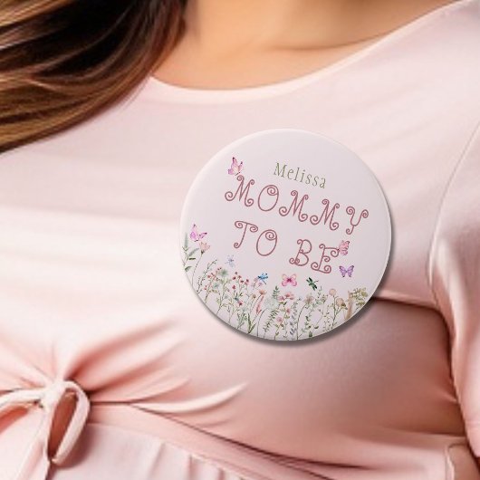 Mama Om Wildflower Meisje Baby shower Button