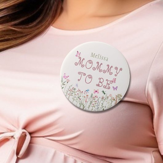 Mama Om Wildflower Meisje Baby shower Button