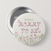 Mama Om Wildflower Meisje Baby shower Button (Voorkant /achterkant)