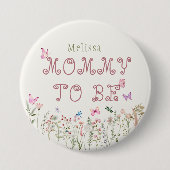 Mama Om Wildflower Meisje Baby shower Button (Voorkant)