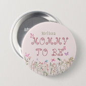 Mama Om Wildflower Meisje Baby shower Button (Voorkant /achterkant)