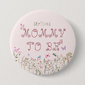 Mama Om Wildflower Meisje Baby shower Button (Voorkant)