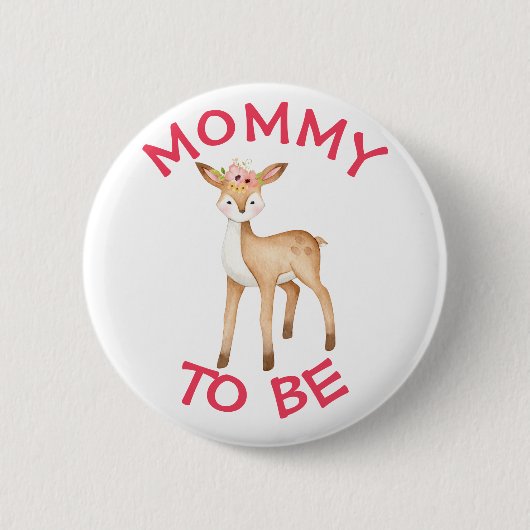 Mama om Woodland Animals Baby shower Button te zij (Voorkant)