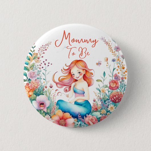 Mama om zeemeermin Baby shower te zijn Ronde Button 5,7 Cm (Voorkant)