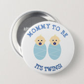 Mama om zijn tweelingjongens te zijn, Blue Baby sh Ronde Button 7,6 Cm (Voorkant /achterkant)