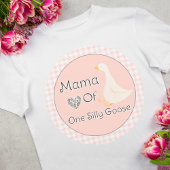 Mama One Gekke Goose Pink Gingham Verjaardagsfeest T-shirt