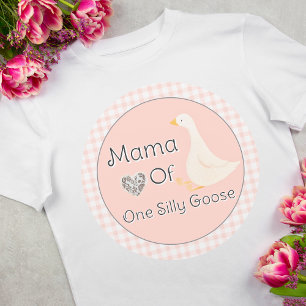 Mama One Gekke Goose Pink Gingham Verjaardagsfeest T-shirt