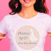 Mama One Gekke Goose Pink Gingham Verjaardagsfeest T-shirt